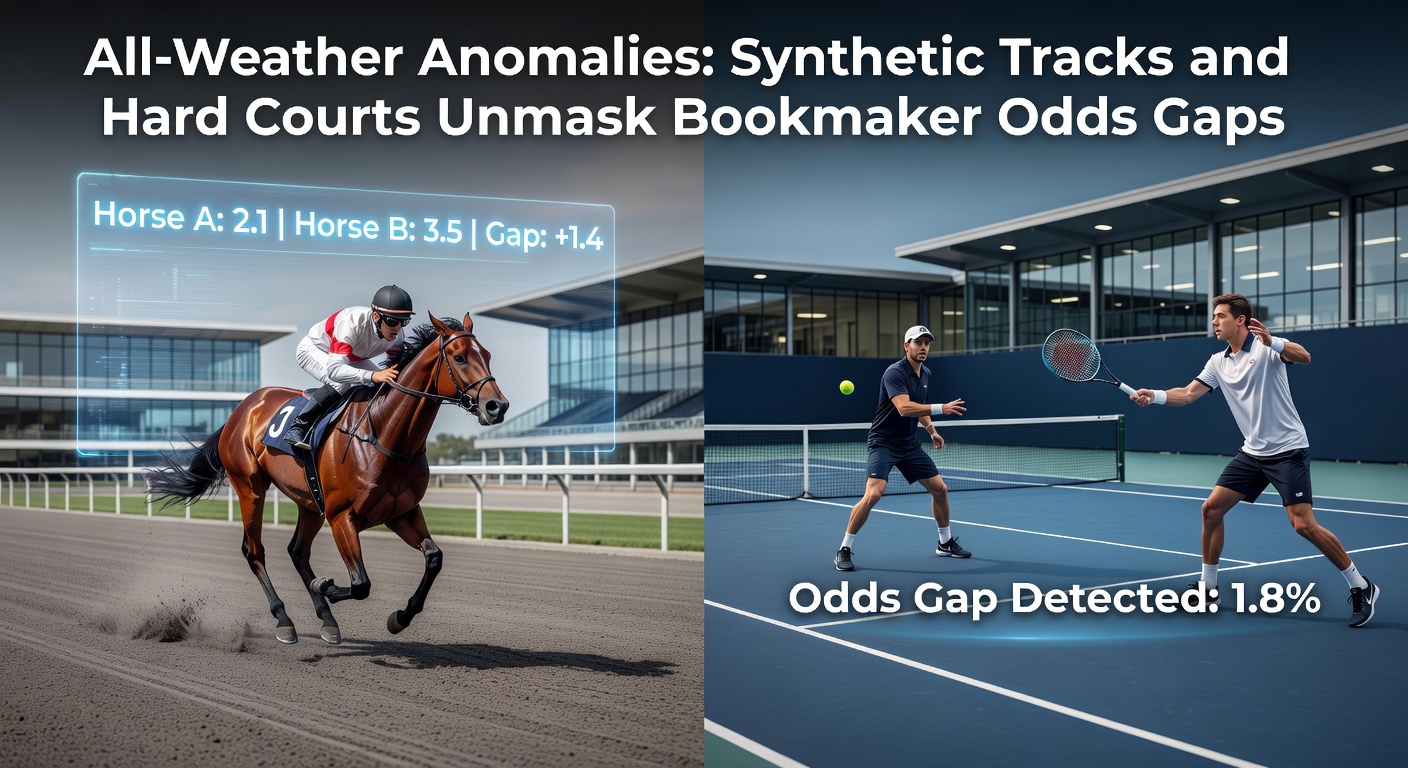 Horse galloping on a synthetic all-weather track under stadium lights, highlighting speed and consistency in racing conditions