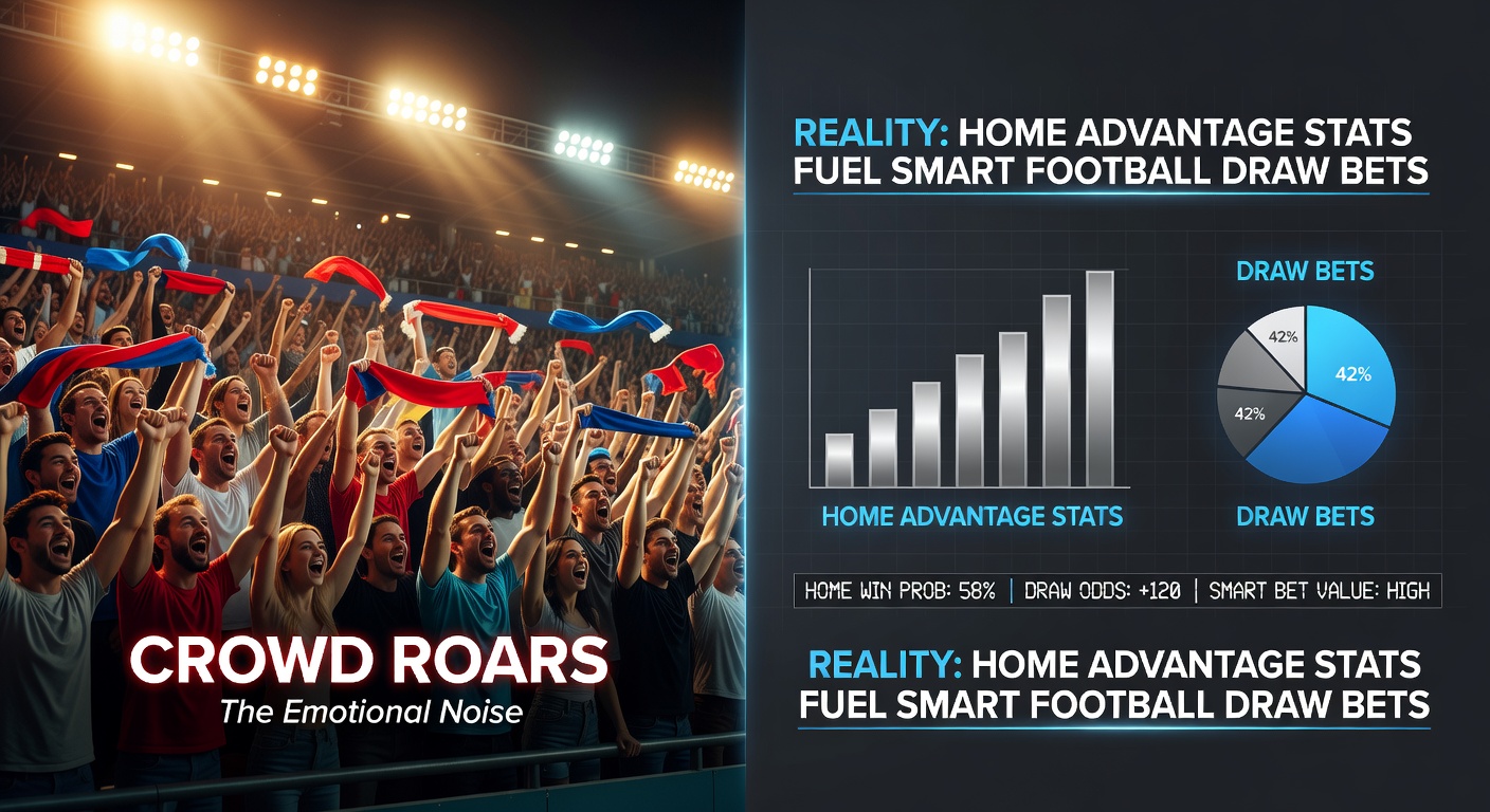 Packed football stadium with fans cheering, highlighting the crowd's influence on home advantage