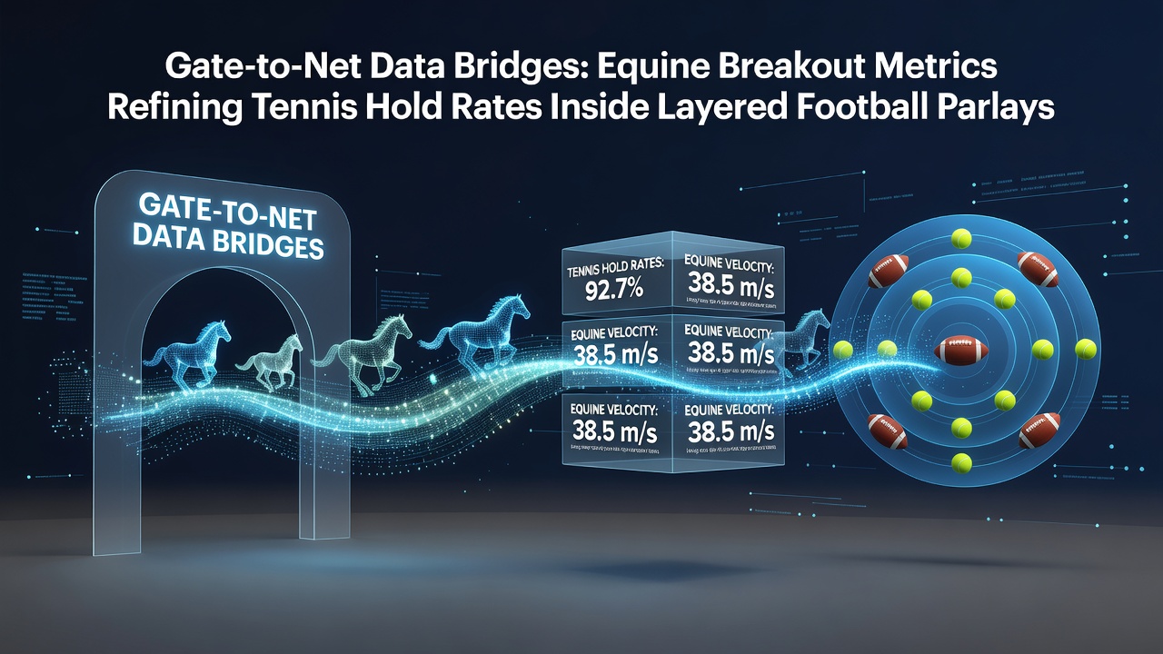 Visual representation of data integration linking horse racing breakout metrics with tennis hold rates in football parlay models