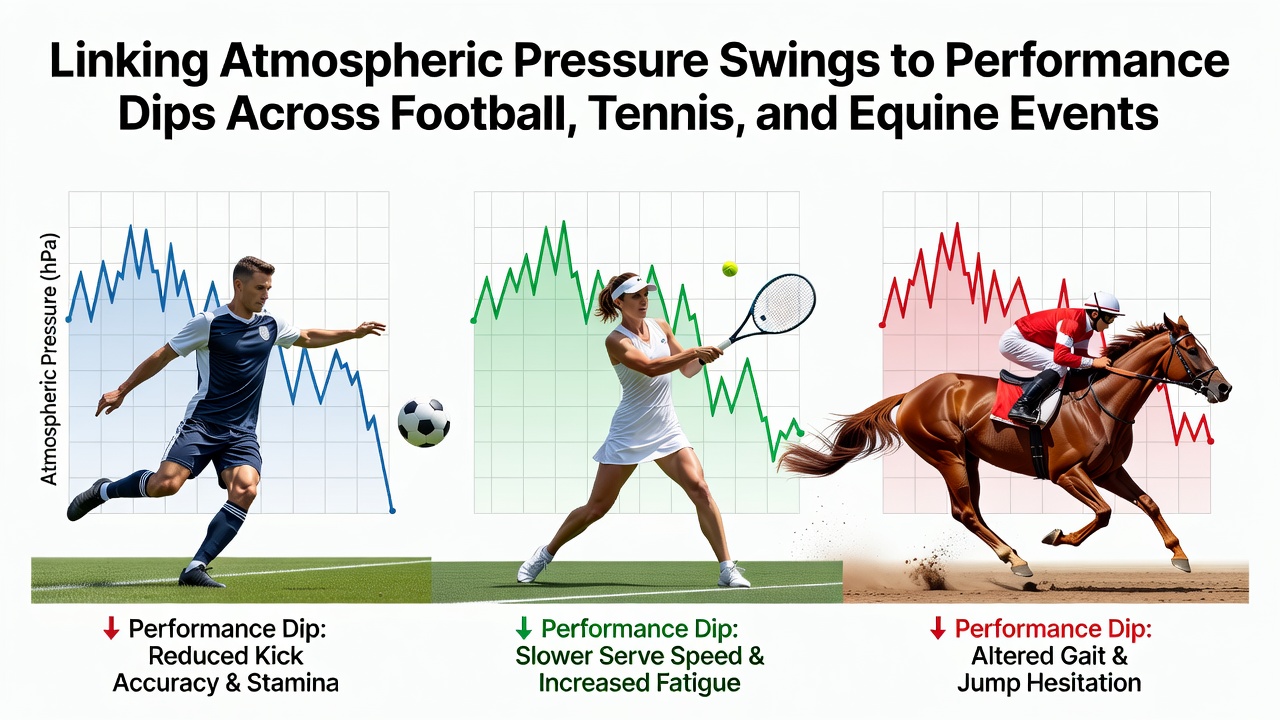 Multi-sport accumulator strategy chart displaying barometric data overlays on football, tennis and horse racing selections