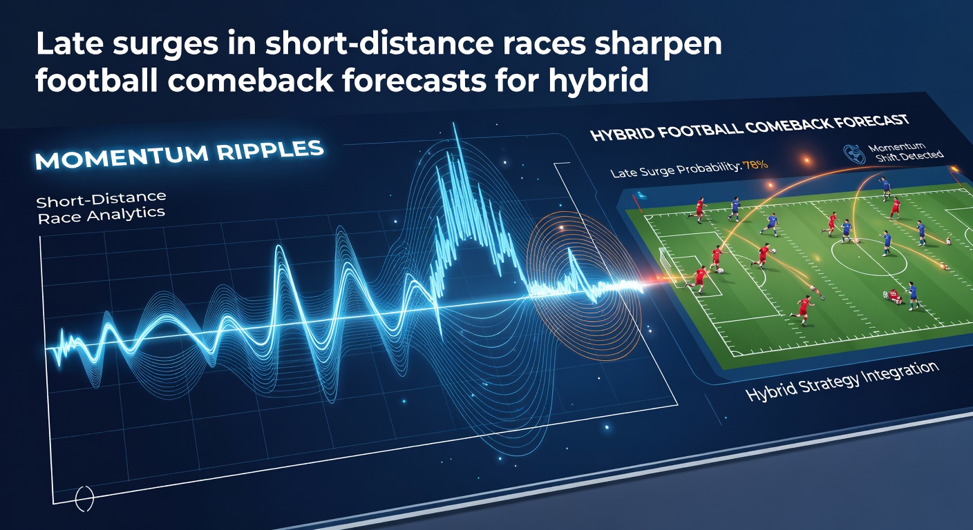 Split-image graphic showing horse sprint finish alongside football late-goal celebration, illustrating momentum crossover