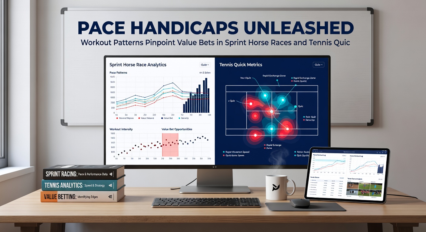 Tennis player in mid-serve during a tiebreaker, with pace analytics overlay highlighting quick set patterns