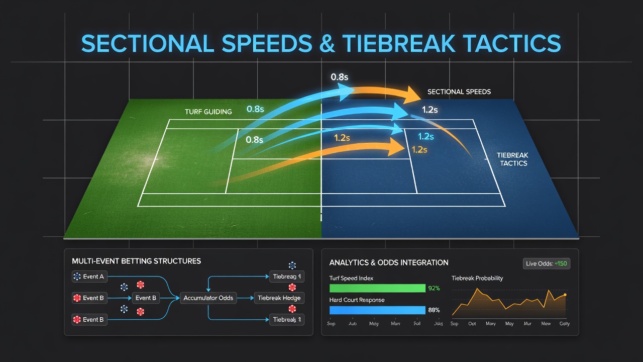 Data dashboard displaying combined horse racing sectional times and tennis tiebreak statistics for accumulator modelling