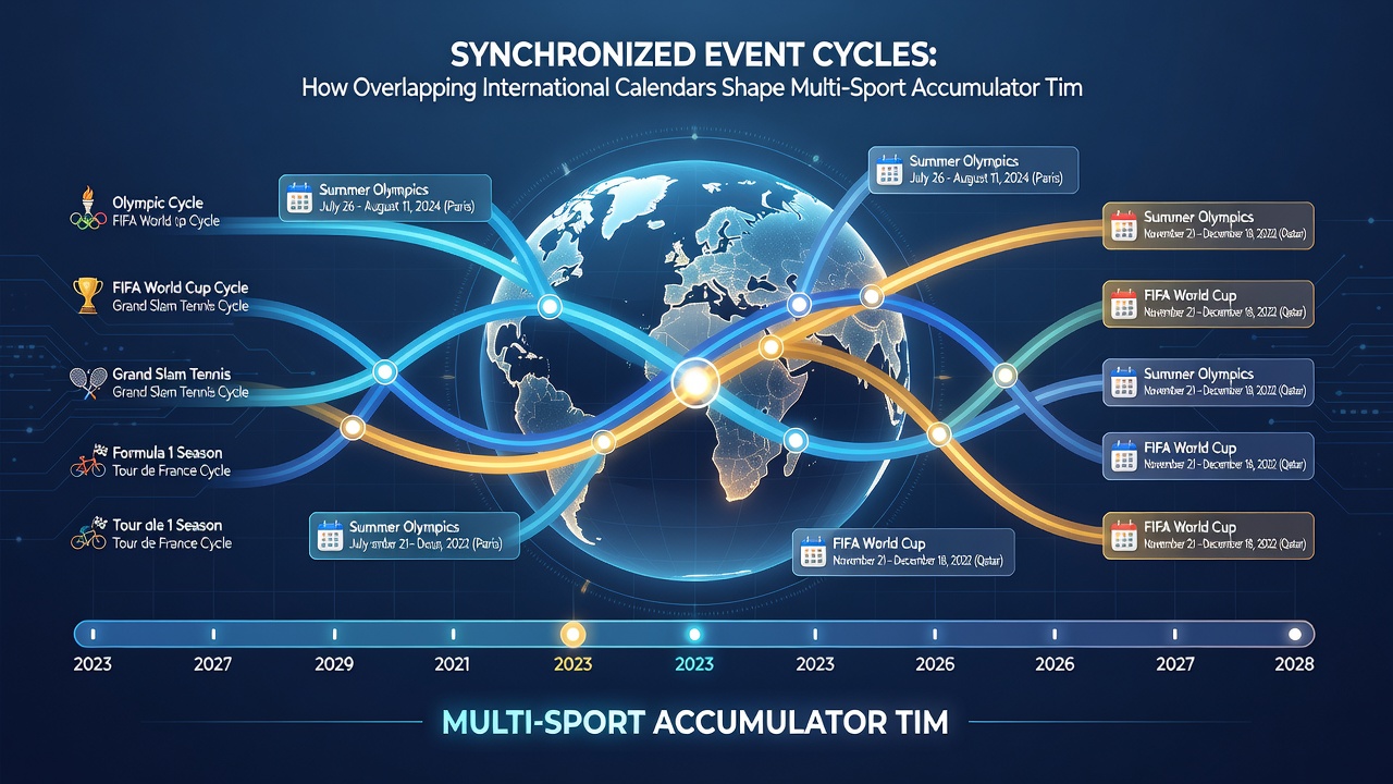 Detailed view of overlapping event schedules showing tennis, football and racing fixtures on a shared calendar grid